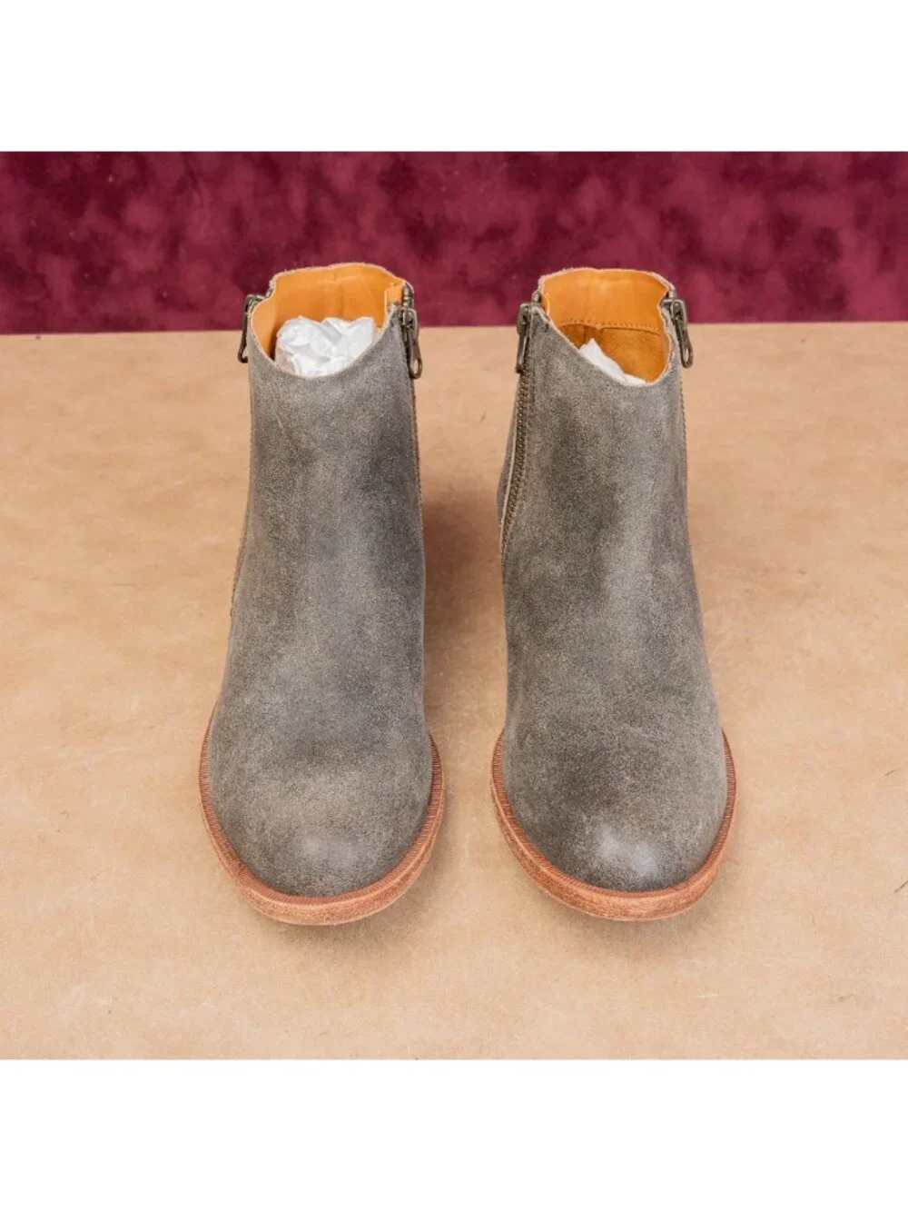 Kork Ease Women Taupe Distress Leather Modern Western Comfortable Boots sz 7